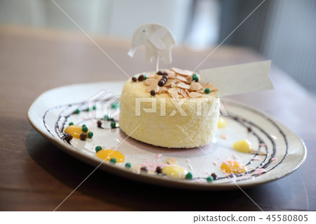 Japanese cheese cake on wood background Japanese cheese cake on wood background 45580805