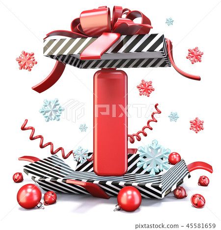 Red Letter I Inside Open Gift Box 3d Stock Illustration