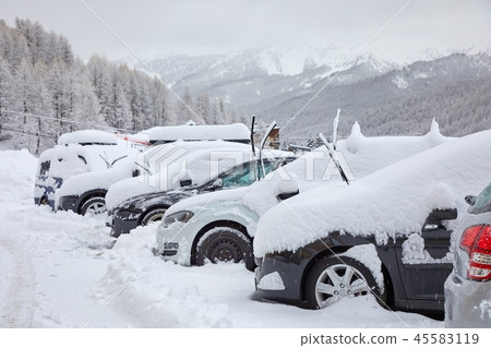 Winter snowy parking Winter snowy parking 45583119