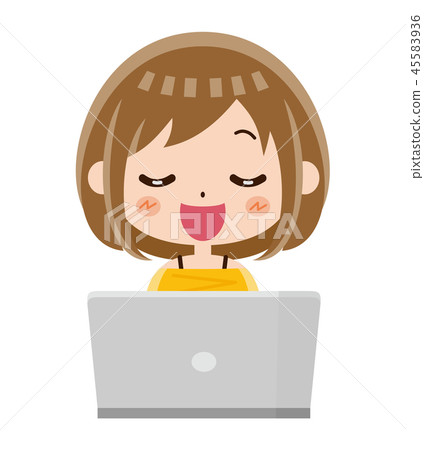 Computer woman fun - Stock Illustration [45583936] - PIXTA