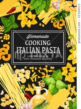Italian cuisine pasta and herbs, vector Italian cuisine pasta and herbs, vector 45584015