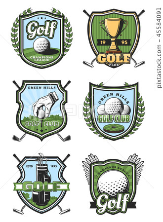 Golf sport heraldic vector icons 45584091
