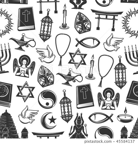 Religious symbols seamless pattern, vector Religious symbols seamless pattern, vector 45584137