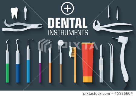 flat dental instruments set design concept... - Stock Illustration ...
