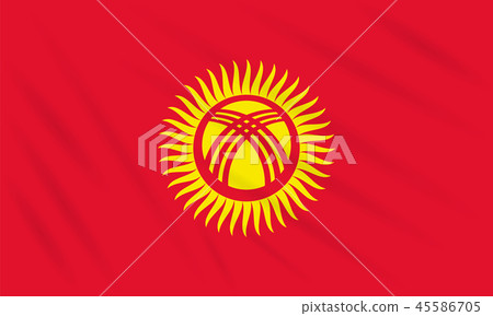 Flag Kyrgyzstan swaying in wind, realistic vector 45586705