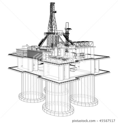 Offshore oil rig drilling platform concept. Vector 45587517