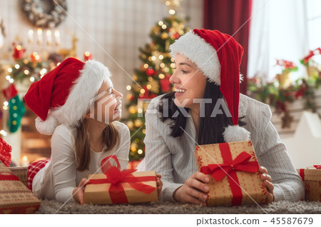 family celebrating Christmas family celebrating Christmas 45587679
