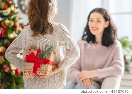 family celebrating Christmas family celebrating Christmas 45587681