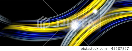 Background abstract design, flowing mixing liquid color waves on black Background abstract design, flowing mixing liquid color waves on black 45587837