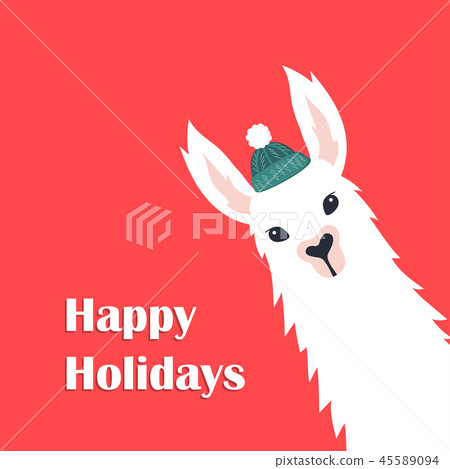 Christmas card with llama 45589094