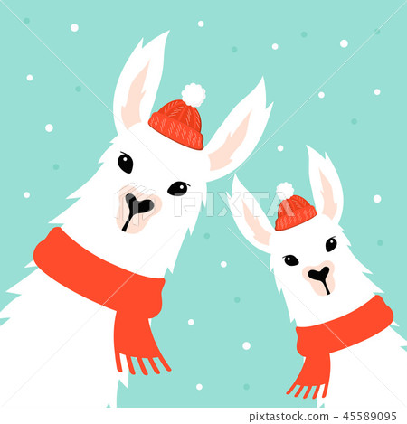 Christmas card with llama 45589095