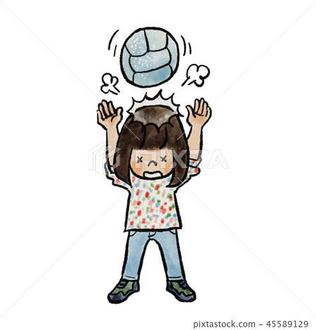 Children heading with dodgeball Children heading with dodgeball 45589129