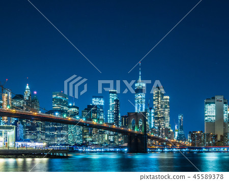 紐約布魯克林大橋和曼哈頓 紐約布魯克林大橋和曼哈頓 45589378