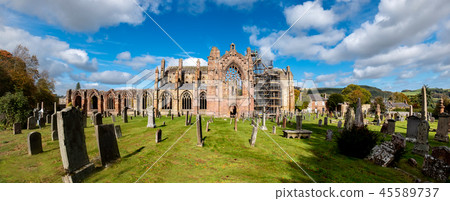 Melrose Abbey ruins in autumn - Scottish Borders 45589737