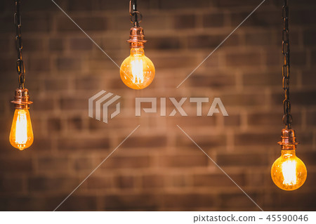 Retro edison light lamp hanging in the room. Retro edison light lamp hanging in the room. 45590046