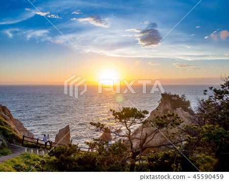 [Izu Peninsula Geopark] Evening view of Nishiizu Koganezaki [Summer] 45590459