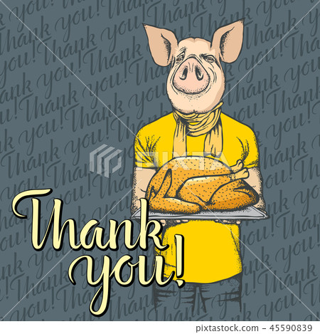 Vector illustration of Thanksgiving pig concept Vector illustration of Thanksgiving pig concept 45590839