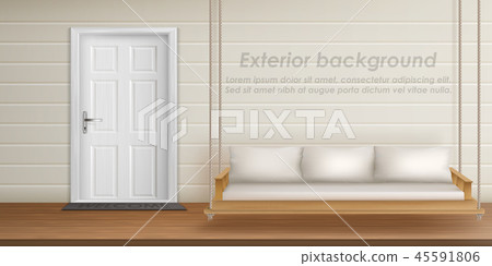 Vector exterior background with veranda facade 45591806