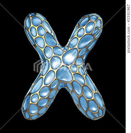 Golden shining metallic 3D with blue glass symbol capital letter X - uppercase isolated on black Golden shining metallic 3D with blue glass symbol capital letter X - uppercase isolated on black 45591967