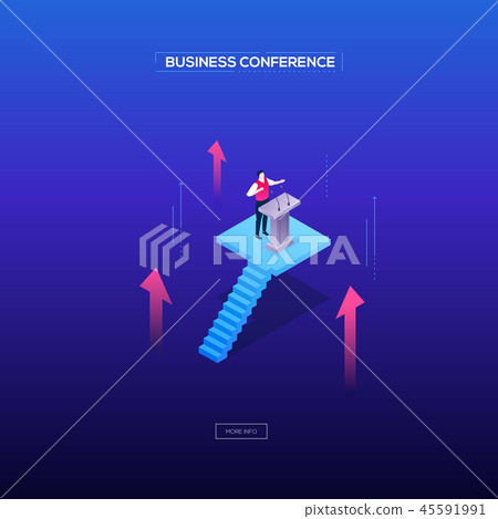 Business conference - modern isometric vector web banner 45591991