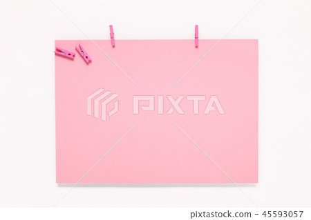paper card on clothes peg on white background 45593057