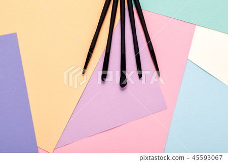makeup brushes on pastel paper pink background makeup brushes on pastel paper pink background 45593067