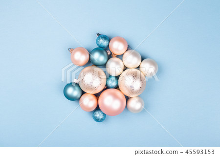 Christmas composition made of Christmas balls. Christmas composition made of Christmas balls. 45593153