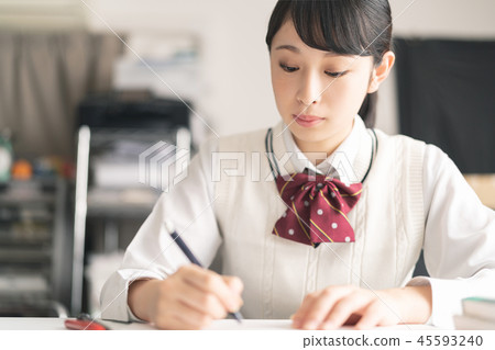 School girls studying 45593240