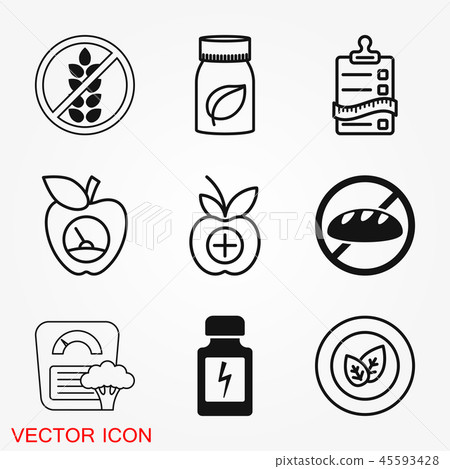 Dietary vector icon, food dietary labels isolated on background 45593428