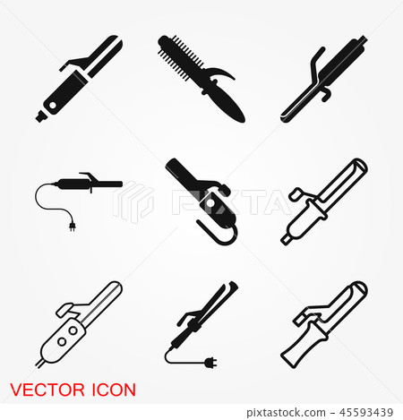 Curler vector icon. Beauty elements, make up, cosmetics in flat style icons Curler vector icon. Beauty elements, make up, cosmetics in flat style icons 45593439