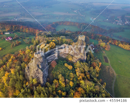 Trosky Castle - Czech republic - aerial view 45594186