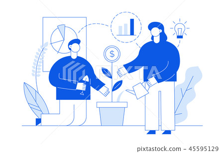 Vector flat line business and finance concept - Stock Illustration ...