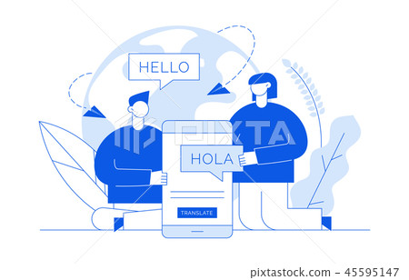 Vector flat line translation design concept Vector flat line translation design concept 45595147