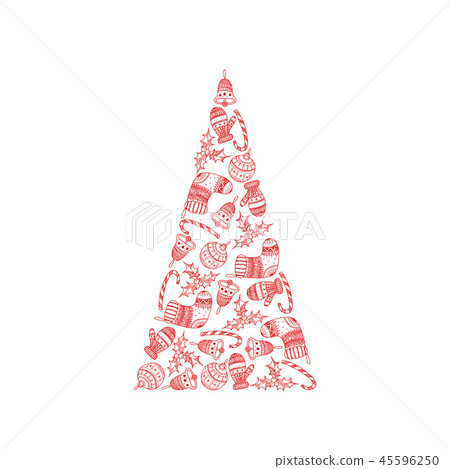 Download Vector Christmas Tree From Red Christmas Symbols Stock Illustration 45596250 Pixta 3D SVG Files Ideas | SVG, Paper Crafts, SVG File