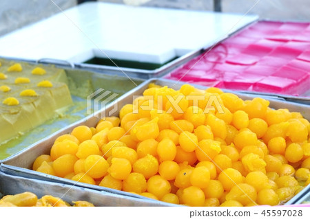 Thai desserts gold at street food 45597028