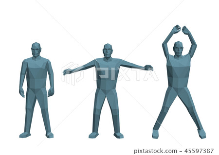 Low poly man doing Jumping Jacks.  45597387