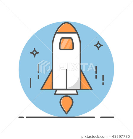 Thine Line art Rocket for web icons. Thine Line art Rocket for web icons. 45597780