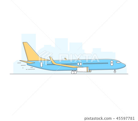 Airplane on airport background Airplane on airport background 45597781