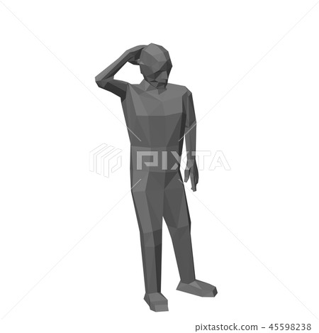 Standing low poly man. Isolated on white Standing low poly man. Isolated on white 45598238