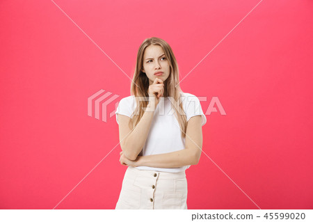 Bored woman. Boring, dull, tedious concept. Young pretty caucasian emotional woman. Human emotions Bored woman. Boring, dull, tedious concept. Young pretty caucasian emotional woman. Human emotions 45599020