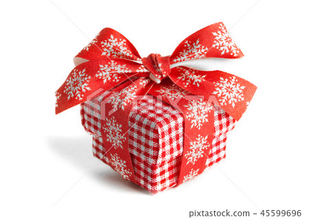 Christmas gift box with red ribbon isolated on white background Christmas gift box with red ribbon isolated on white background 45599696