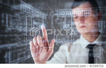 The person at the board of a financial dashboard of key indicators of stock market performance and The person at the board of a financial dashboard of key indicators of stock market performance and 45599728