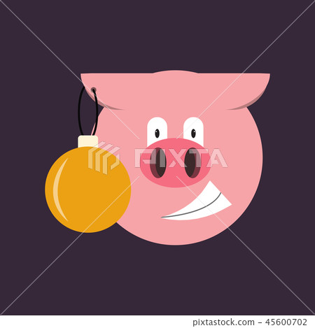 2019 Happy New Year greeting card. Celebration pig on background. 45600702
