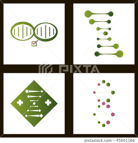 DNA, genetic sign, elements and icons collection DNA, genetic sign, elements and icons collection 45601166