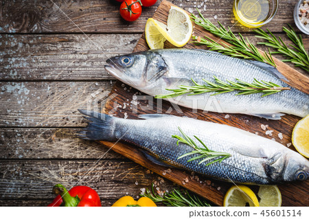 Fresh raw seabass 45601514
