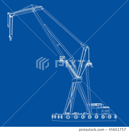 Floating crane. Vector 45601757