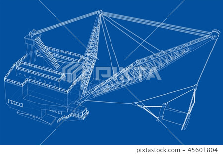 Dragline walking excavator. Vector Dragline walking excavator. Vector 45601804