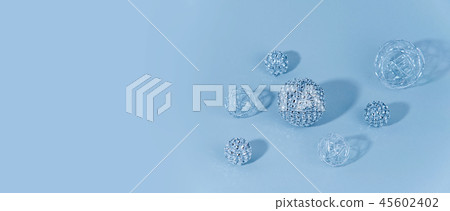 Silver shiny Christmas bauble decoration on pastel blue background. 45602402