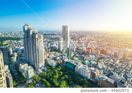 skyline aerial view of shinjuku in Tokyo, Japan skyline aerial view of shinjuku in Tokyo, Japan 45602673