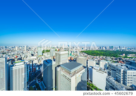 skyline aerial view of shinjuku in Tokyo, Japan skyline aerial view of shinjuku in Tokyo, Japan 45602679